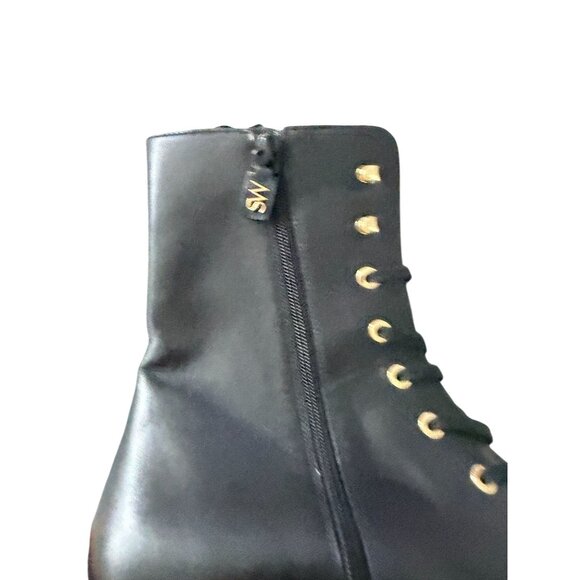 STUART WEITZMAN Laine Black Leather Combat Lace Up Boots Size 9.5 - Picture 8 of 11